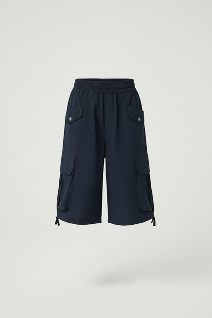 Pantalon Cargo Enfant Bleu Marine Fluide Multipoches - Polyester - vue 3