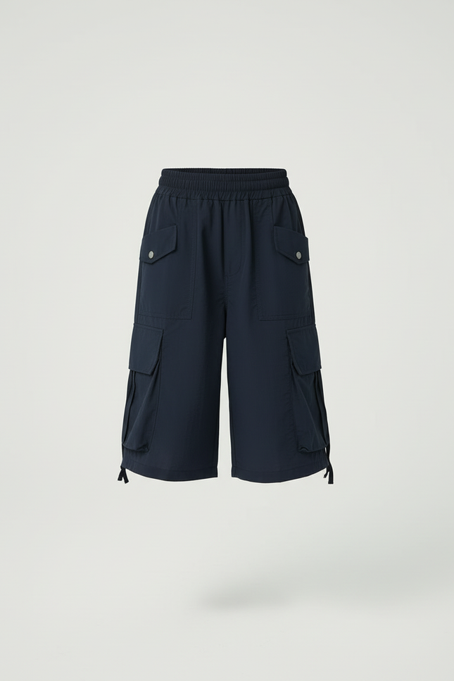 Pantalon Cargo Enfant Bleu Marine Fluide Multipoches - Polyester - vue 3