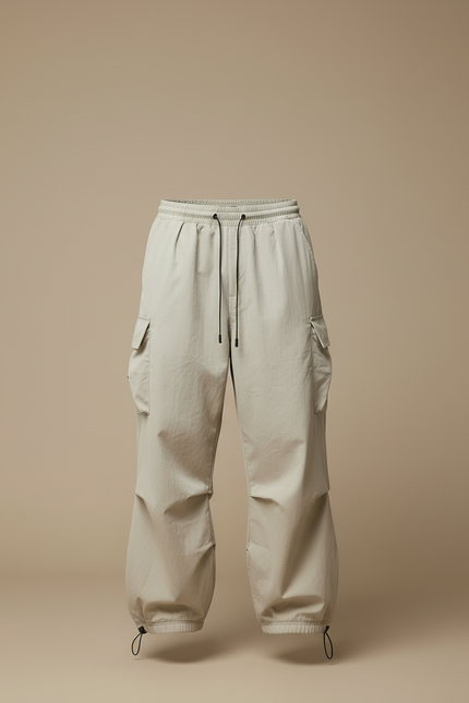 Pantalon Cargo Beige Ample Cordon Streetwear Décontracté - Polyester - vue 3