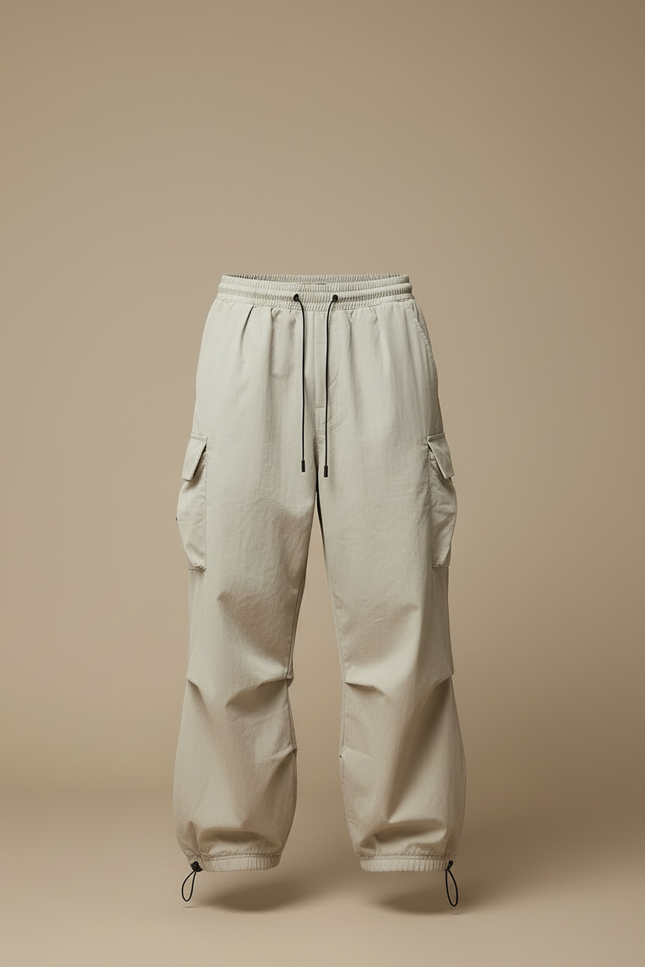 Pantalon Cargo Beige Ample Cordon Streetwear Décontracté - Polyester - vue 3