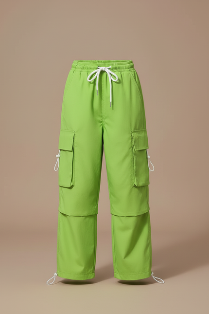 Pantalon Cargo Vert Ample Enfant Poches - Polyester - vue 3