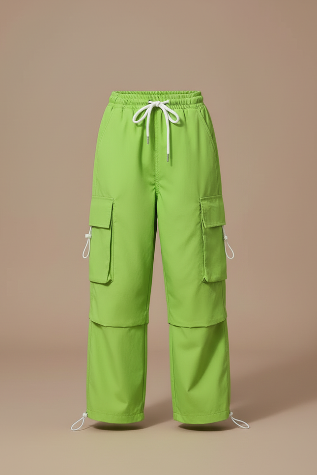 Pantalon Cargo Vert Ample Enfant Poches - Polyester - vue 3