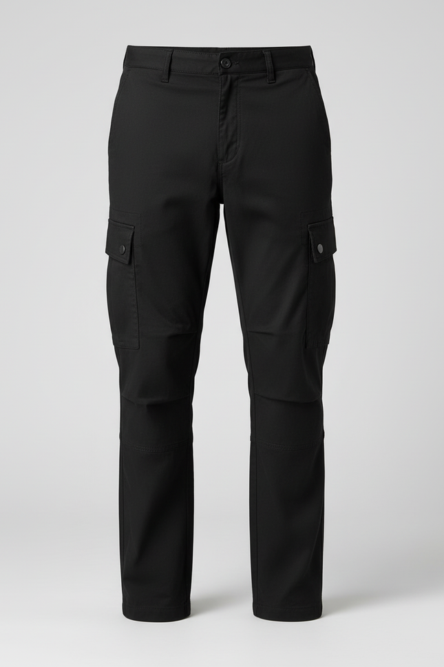 Pantalon Cargo Noir Coton Ample Résistant Multipoches Homme - Toile - vue 3