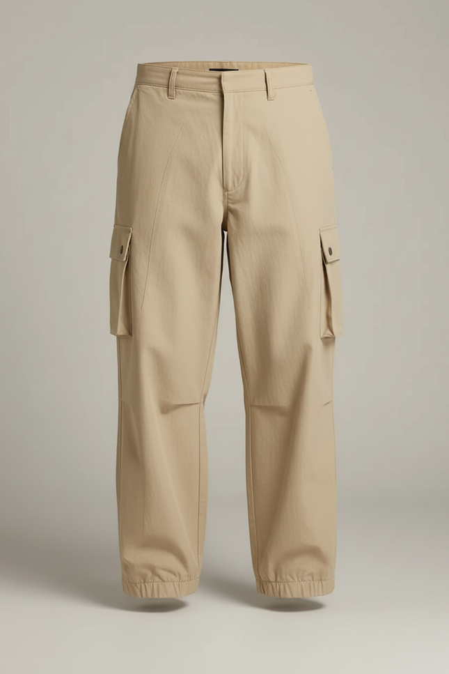 Pantalon Cargo Beige Ample Multi-Poches Homme - Gabardine - vue 3