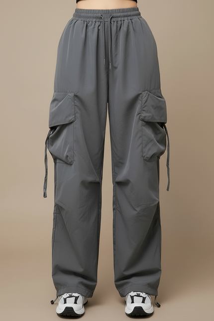Pantalon Cargo Gris Ample Décontracté Femme - Polyester - vue 3