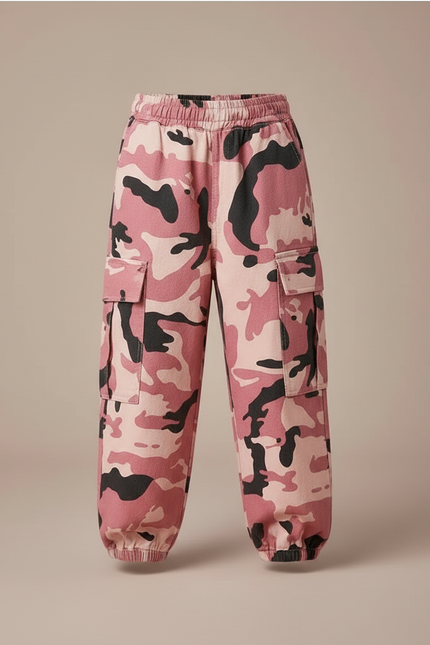 Pantalon Cargo Camouflage Rose Ample Enfant - Toile - vue 3
