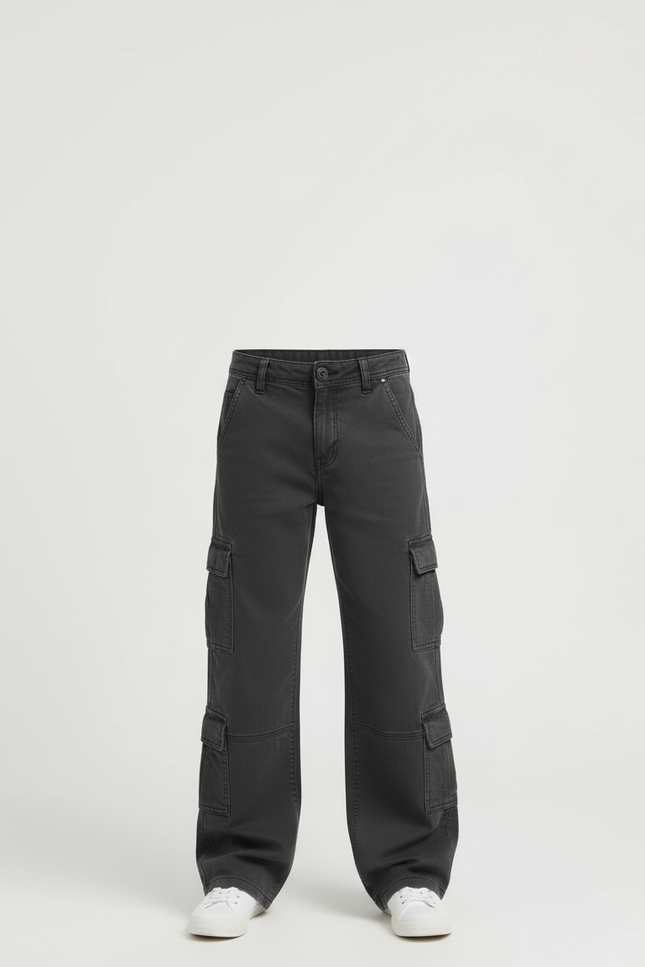 Pantalon Cargo Gris Ample Décontracté Garçon - Toile - vue 3
