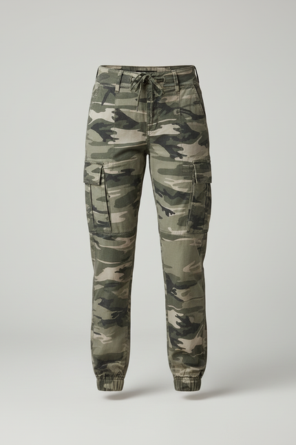 Pantalon Cargo Camouflage Vert Coton Décontracté Femme - vue 3