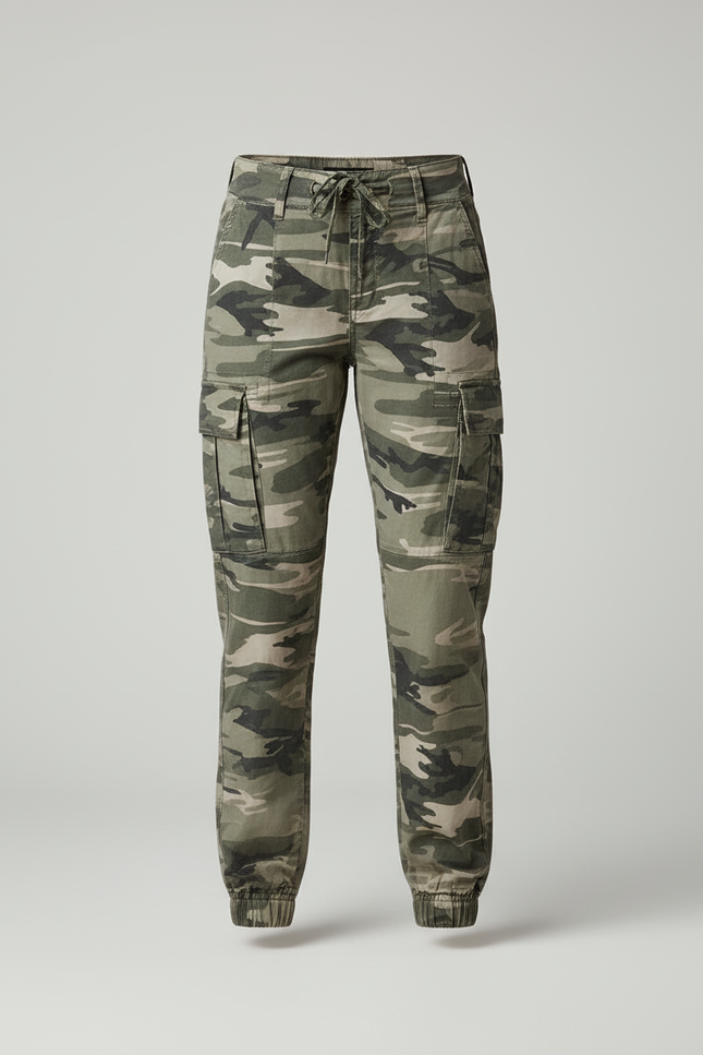 Pantalon Cargo Camouflage Vert Coton Décontracté Femme - vue 3