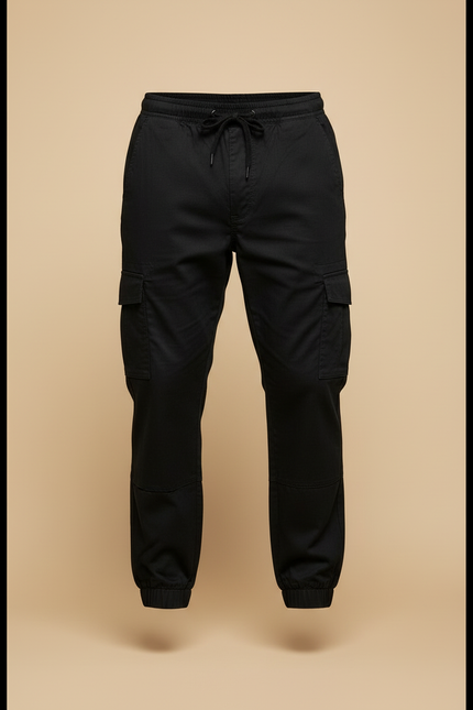 Pantalon Cargo Noir Homme Ample Coton Décontracté - Toile - vue 3