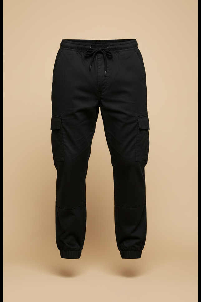 Pantalon Cargo Noir Homme Ample Coton Décontracté - Toile - vue 3
