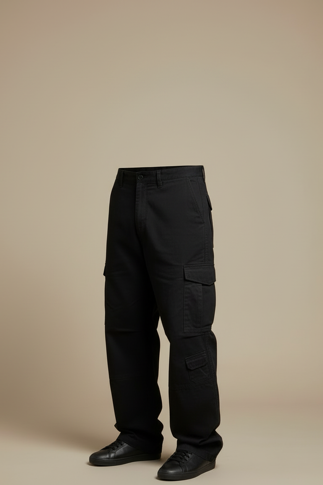Pantalon Cargo Noir Ample Multi-Poches Homme - Toile - vue 3
