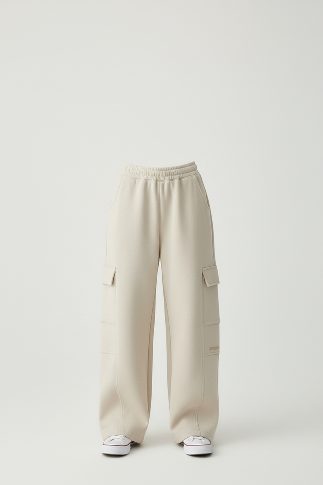 Pantalon Cargo Beige Ample Molletonné Enfant - vue 3