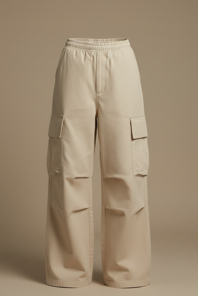 Pantalon Cargo Beige Ample Multi-Poches Streetwear Femme - Toile - vue 3