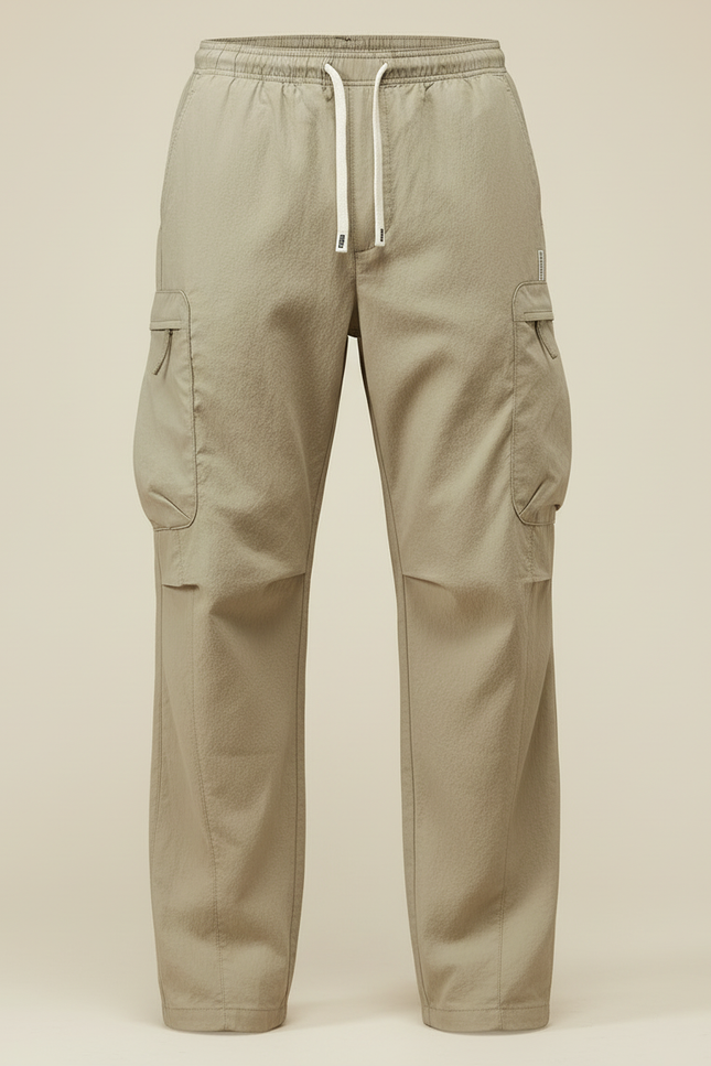 Pantalon Cargo Beige Ample Léger Décontracté Homme - Polyester - vue 3