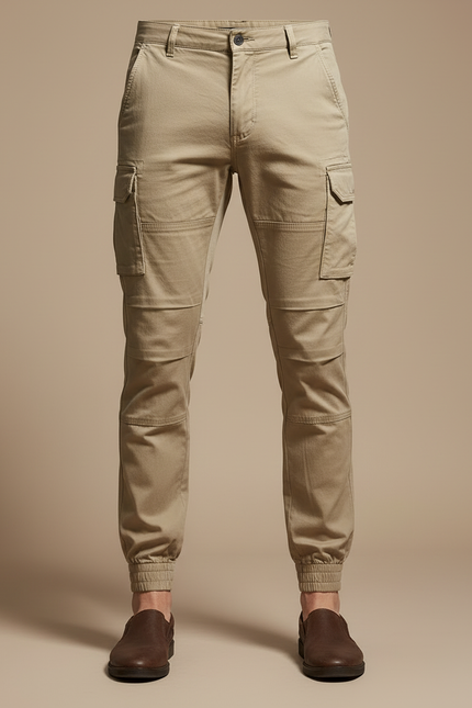 Pantalon Cargo Beige Homme Coton Slim Jogger - vue 3