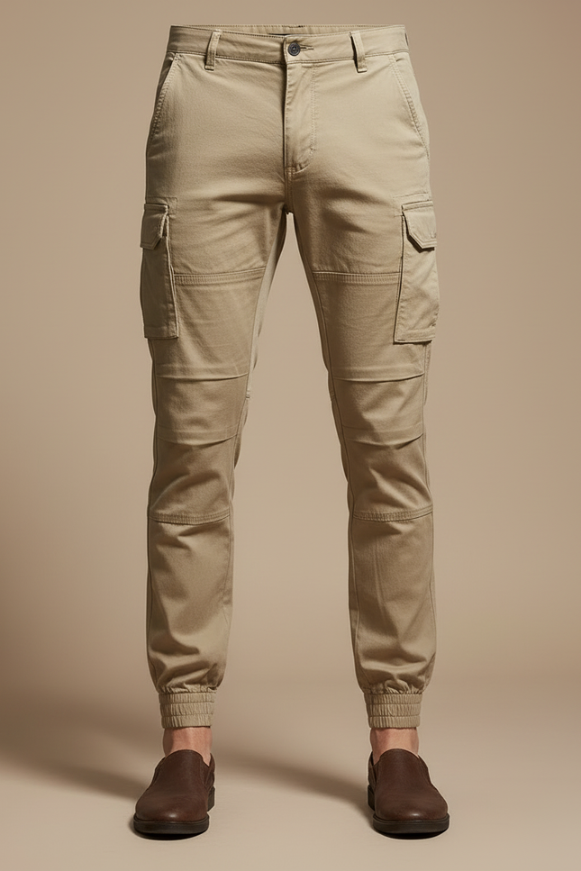 Pantalon Cargo Beige Homme Coton Slim Jogger - vue 3
