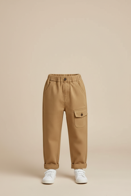 Pantalon Cargo Bouton Pression - Camel Toile - vue 3