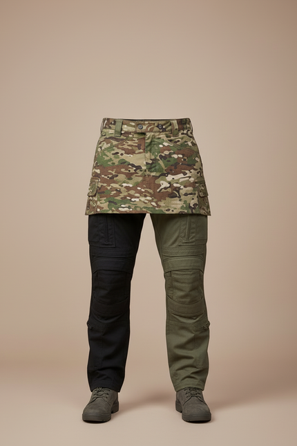 Pantalon Cargo Camouflage Militaire Bicolore Tactique Robuste - Multicolore Toile - vue 3