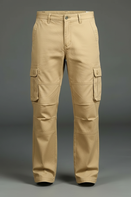 Pantalon Cargo Kaki Coton Ample Multipoches Confortable - vue 3