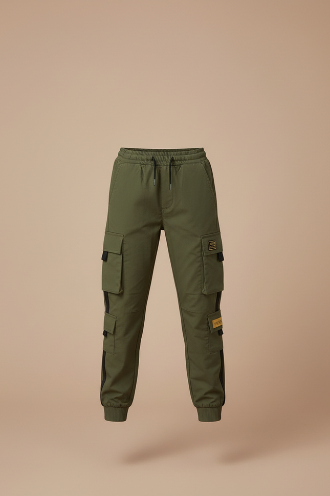 Pantalon Cargo Kaki Ample Multipoches Enfant Décontracté - Polyester - vue 3