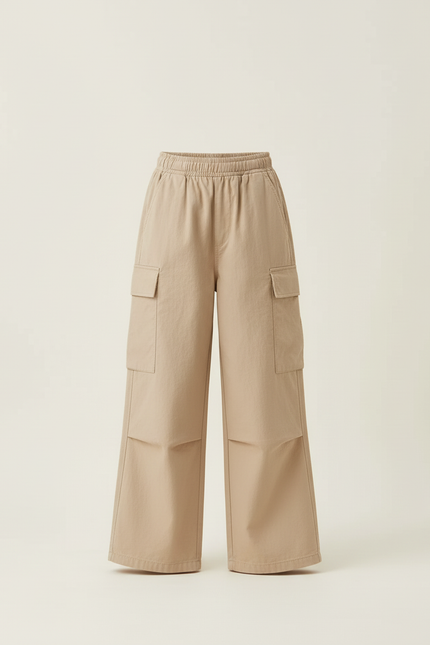 Pantalon Cargo Fille Beige Parachute Toile - vue 3