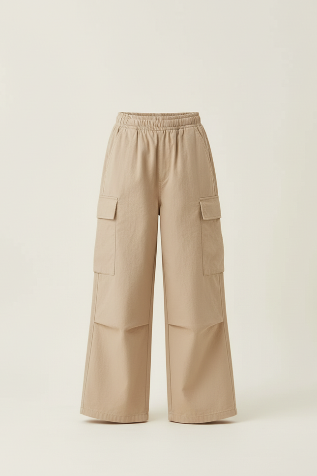 Pantalon Cargo Fille Beige Parachute Toile - vue 3