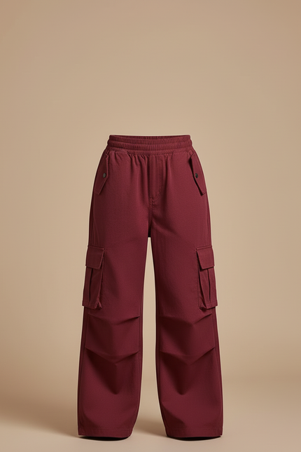 Pantalon Cargo Bordeaux Ample Enfant Coton - vue 3