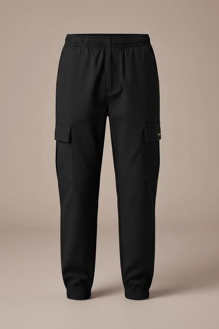 Pantalon Cargo Noir Décontracté Coton Multipoches Garçon - Polyester - vue 3
