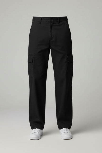 Pantalon Cargo Noir Homme Ample Décontracté Urbain - Toile - vue 3