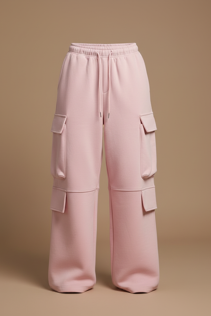 Pantalon Cargo Rose Ample Coton Multipoches Femme - Molleton - vue 3