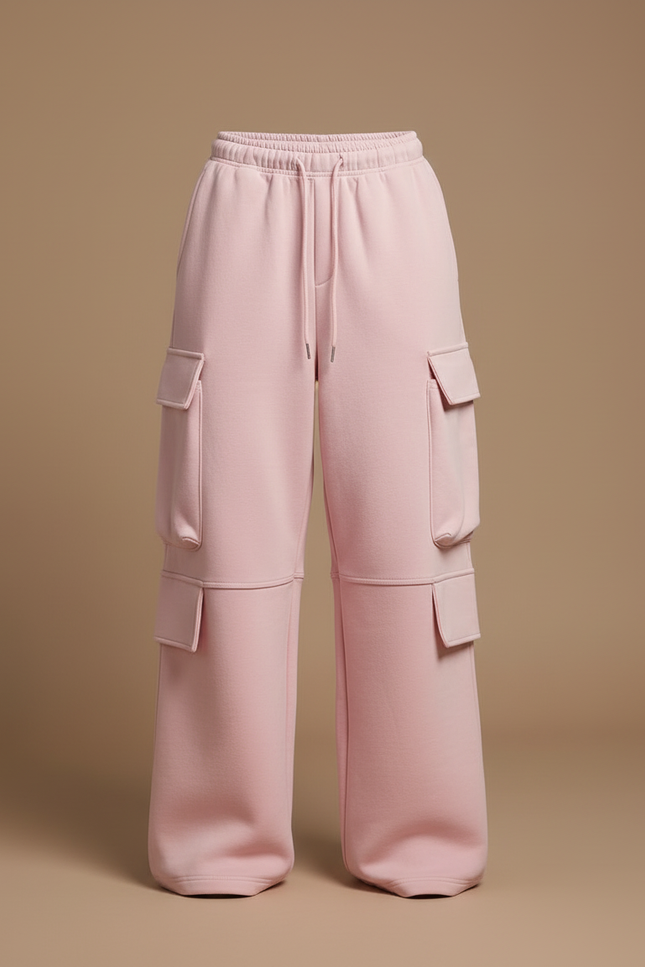 Pantalon Cargo Rose Ample Coton Multipoches Femme - Molleton - vue 3