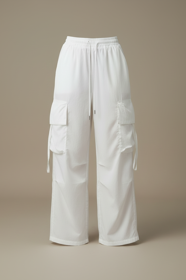 Pantalon Cargo Femme Blanc Parachute - Toile - vue 3