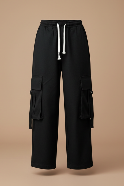 Pantalon Cargo Noir Ample Enfant Décontracté - Toile - vue 3