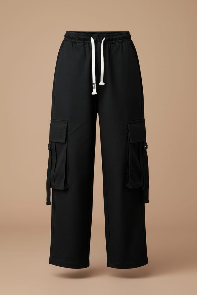 Pantalon Cargo Noir Ample Enfant Décontracté - Toile - vue 3