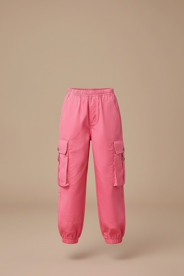 Pantalon Cargo Rose Fluide Multipoches Fille - Coton - vue 3