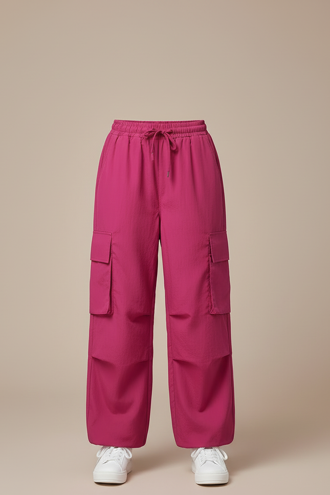Pantalon Cargo Fuchsia Ample Multipoches Décontracté Fille - Rose Polyester - vue 3