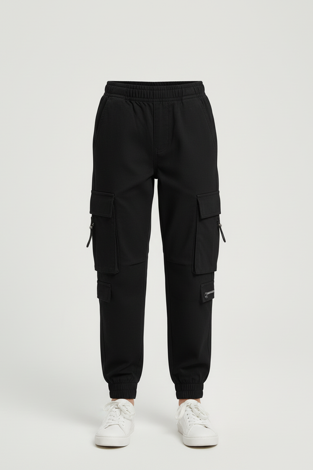 Pantalon Cargo Noir Ample Multipoches Enfant Urbain - Toile - vue 3