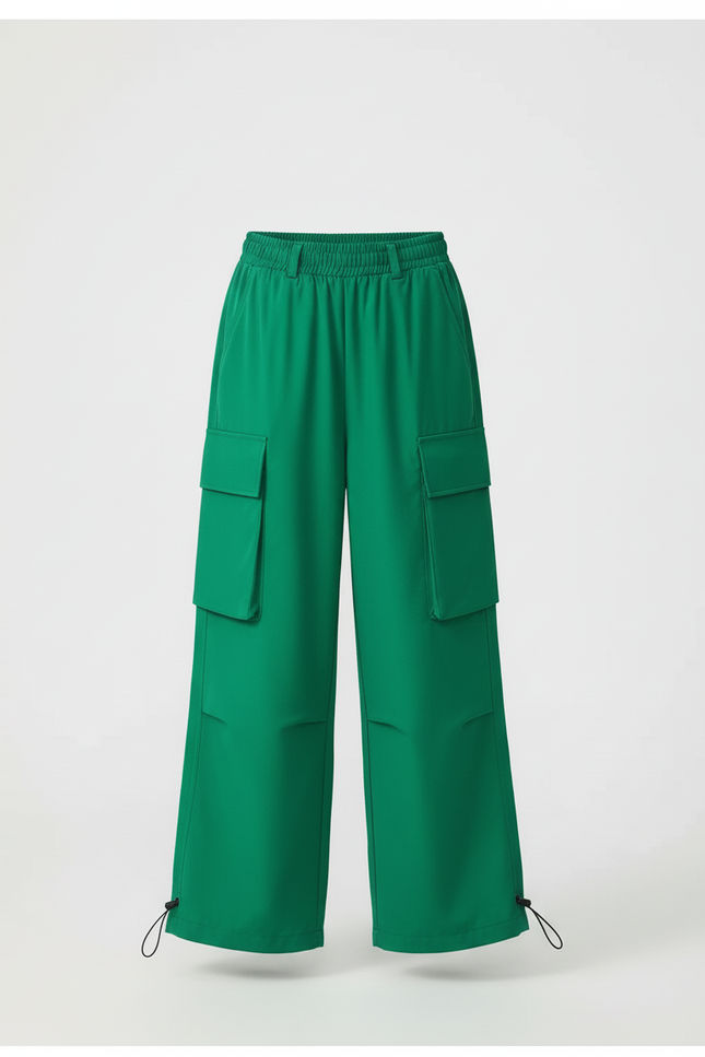 Pantalon Cargo Vert Ample Taille Haute Enfant - Polyester - vue 3