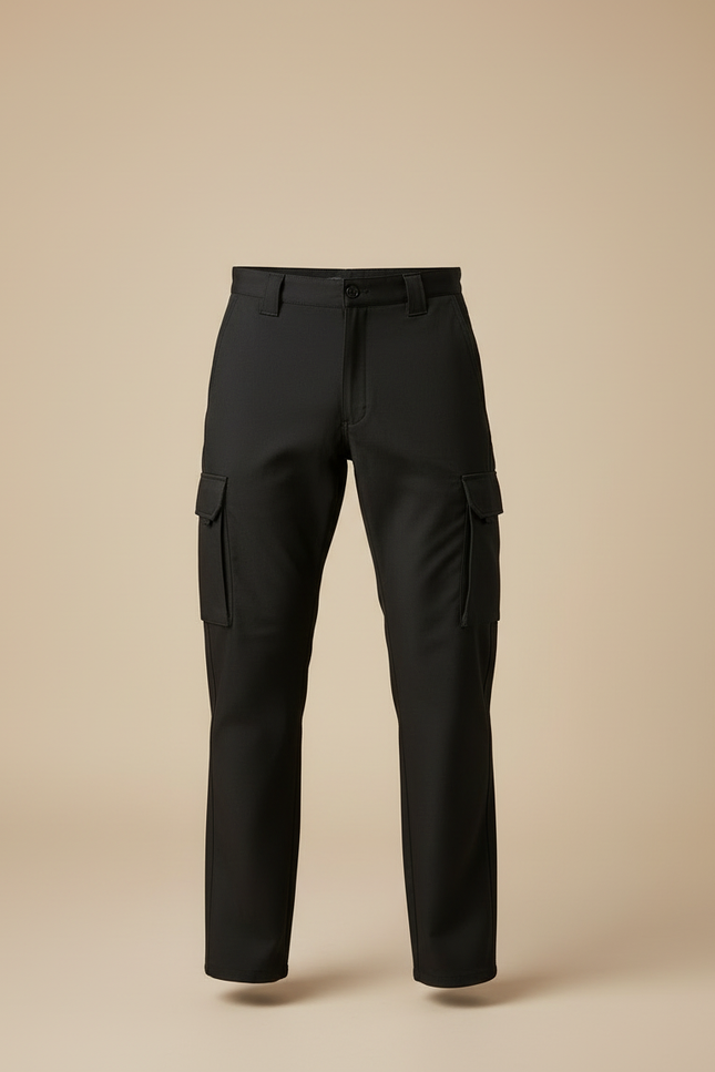 Pantalon Cargo Homme Noir Coupe Droite Décontracté Multipoches - Polyester - vue 3