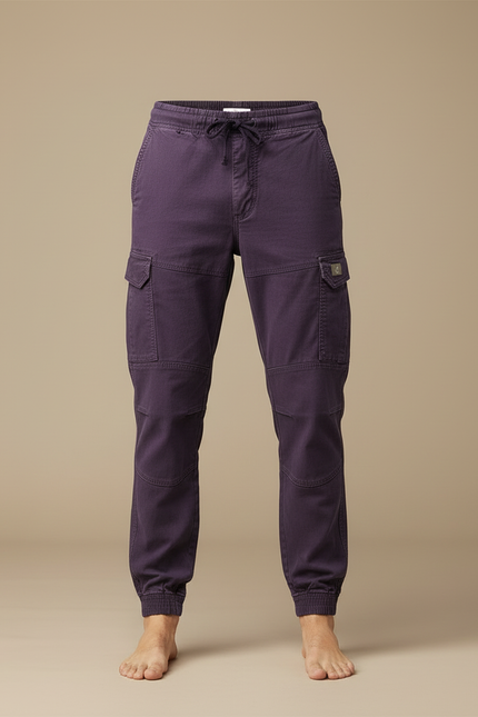 Pantalon Cargo Violet Coton Homme Jogger Multi-poches - vue 3