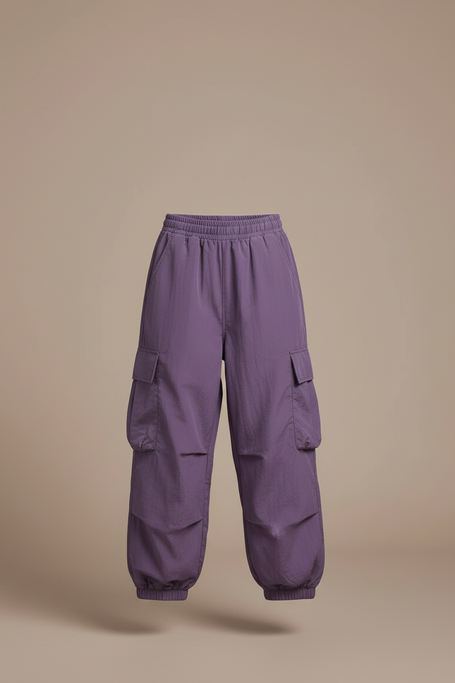 Pantalon Cargo Violet Ample Multipoches Fille - Polyester - vue 3