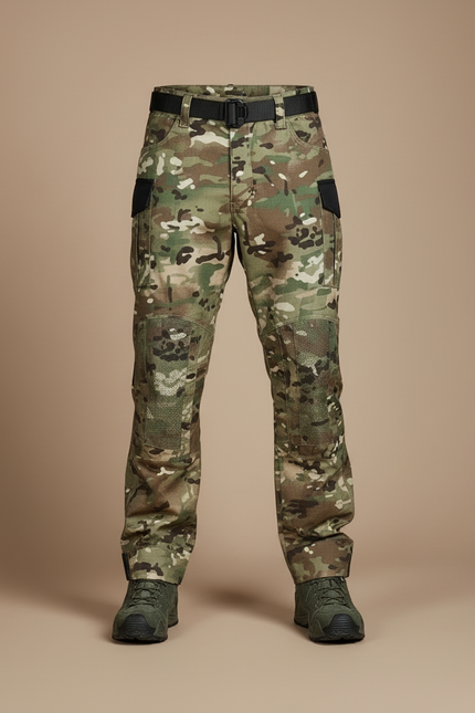 Pantalon Cargo Camouflage Militaire Multi-Poches Renforcé - Multicolore Toile - vue 3