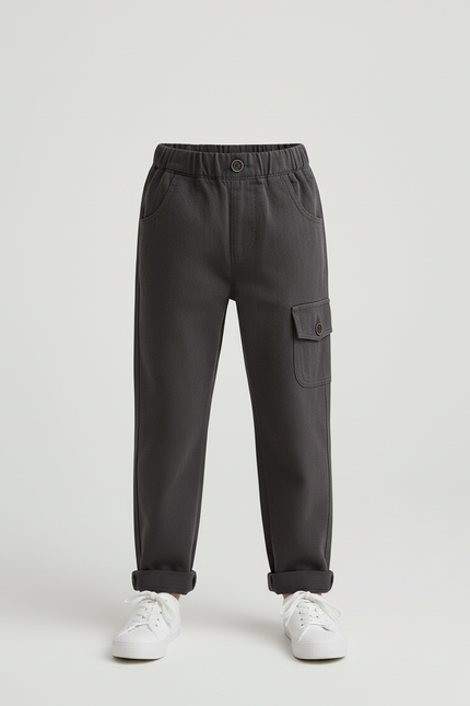 Pantalon Cargo Gris Ample Décontracté Enfant - Toile - vue 3