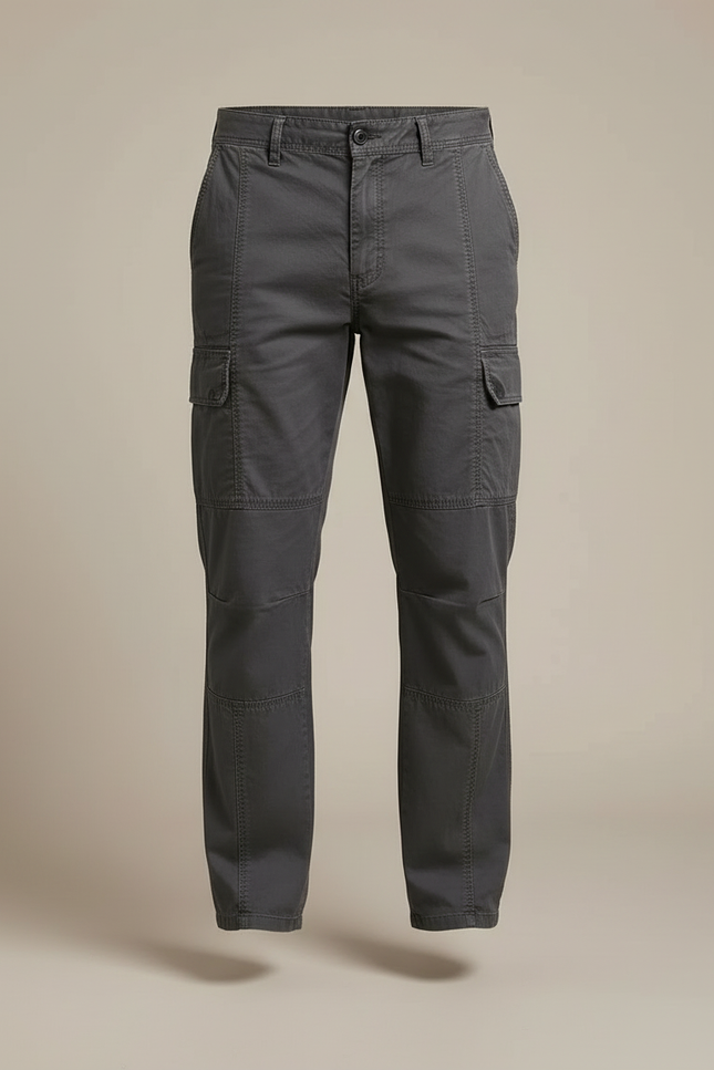 Pantalon Cargo Gris Foncé Coton Décontracté Multipoches - vue 3