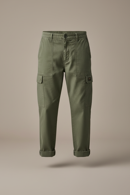 Pantalon Cargo Kaki Ample Coton Enfant Décontracté - vue 3