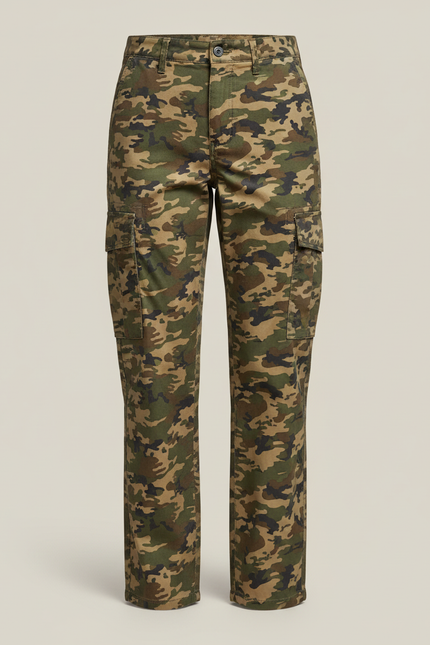 Pantalon Cargo Camouflage Militaire Femme Ample Multipoches - Kaki Toile - vue 3