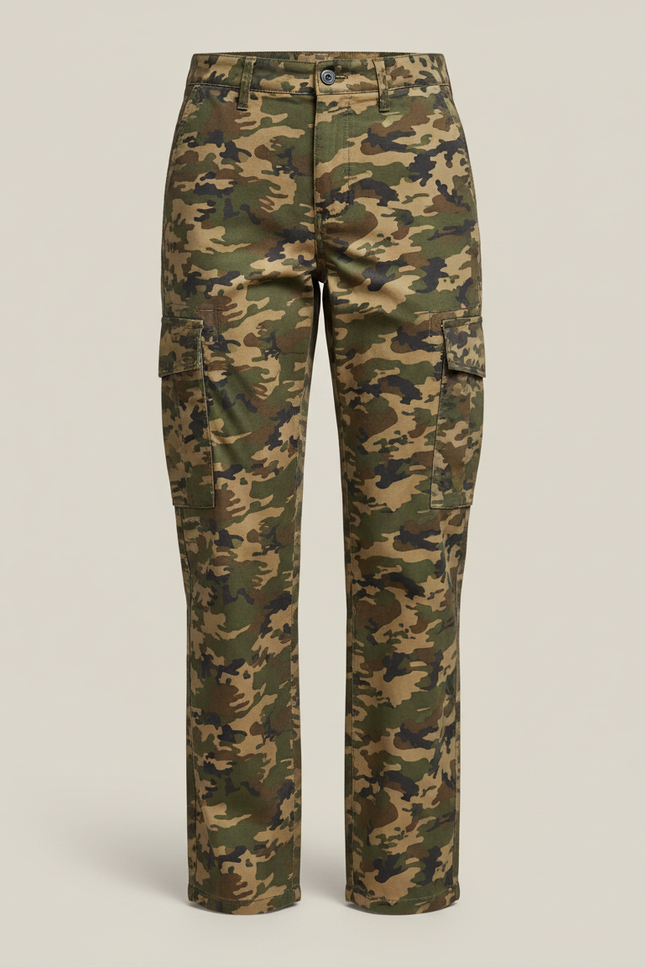 Pantalon Cargo Camouflage Militaire Femme Ample Multipoches - Kaki Toile - vue 3