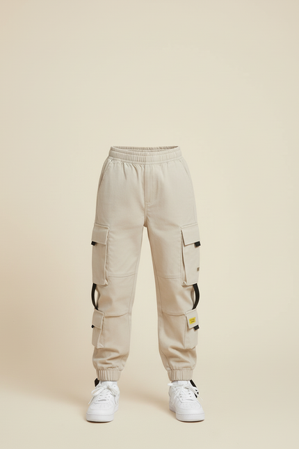 Pantalon Cargo Beige Enfant Multi-Poches Décontracté - Toile - vue 3