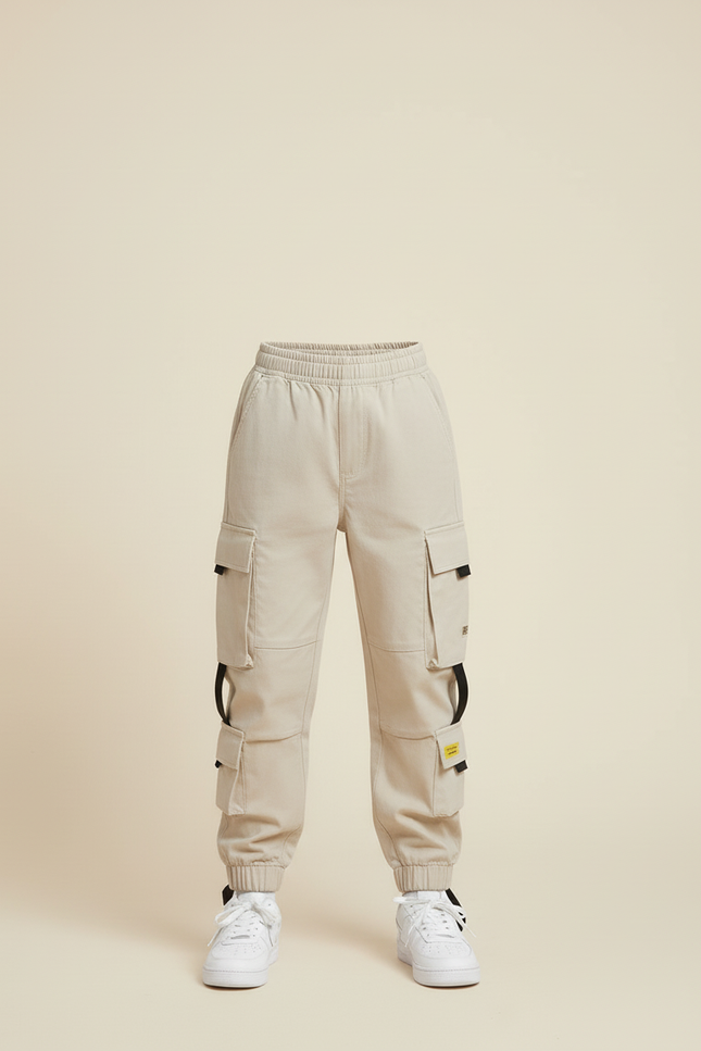 Pantalon Cargo Beige Enfant Multi-Poches Décontracté - Toile - vue 3